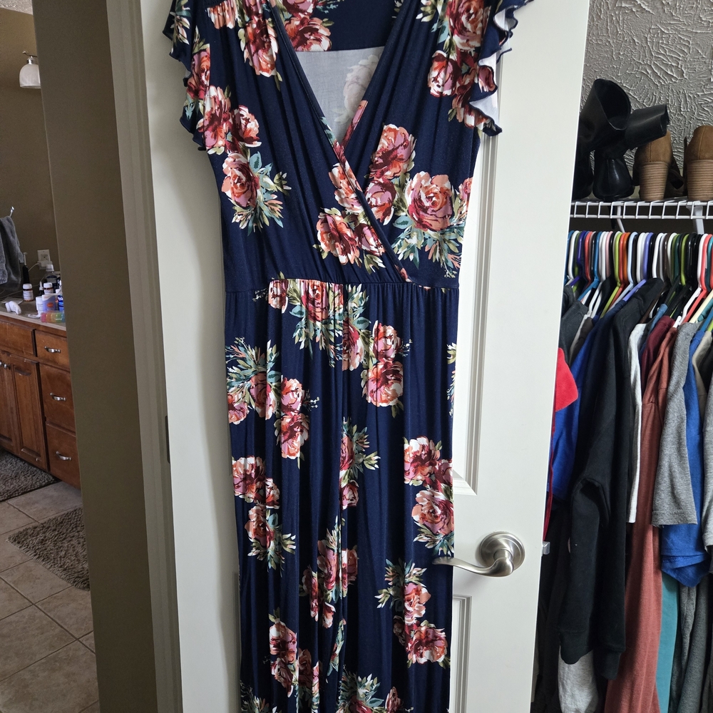Navy Floral Wrap Jumper- Classic Women's Summer Jumper